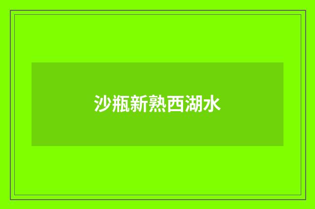 沙瓶新熟西湖水