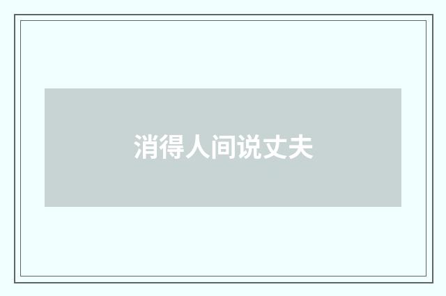 消得人间说丈夫