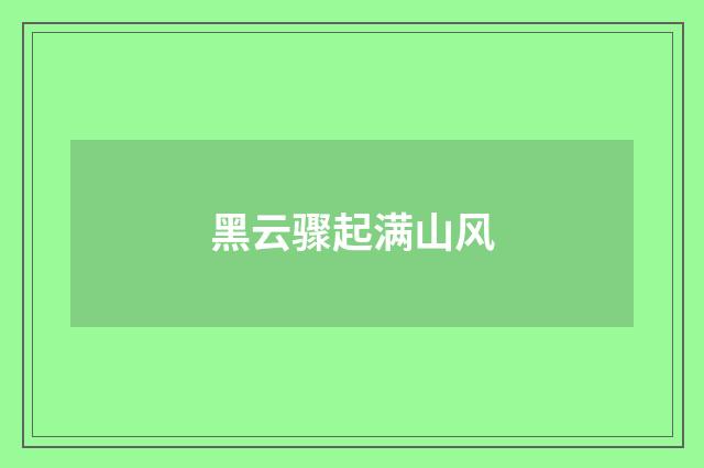 黑云骤起满山风
