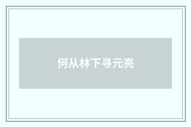 何从林下寻元亮