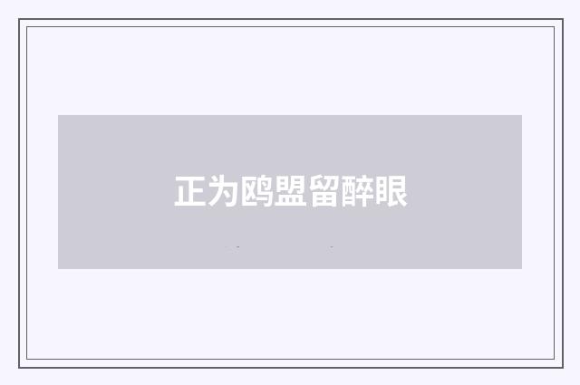 正为鸥盟留醉眼
