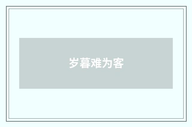 岁暮难为客
