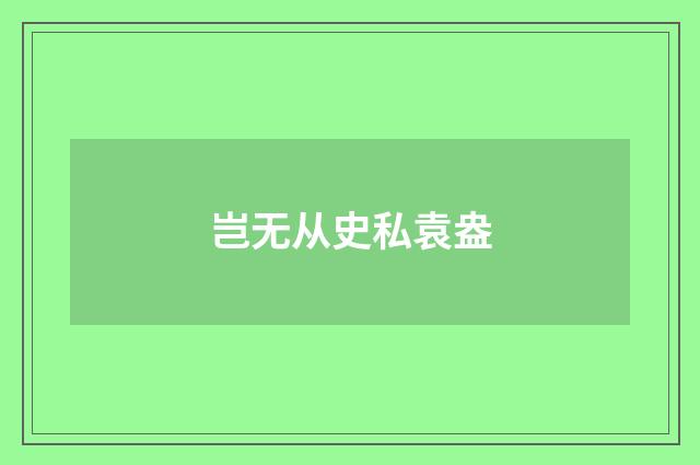 岂无从史私袁盎