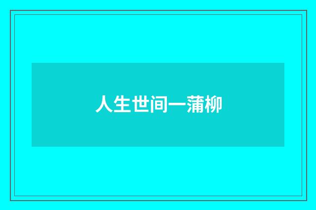 人生世间一蒲柳