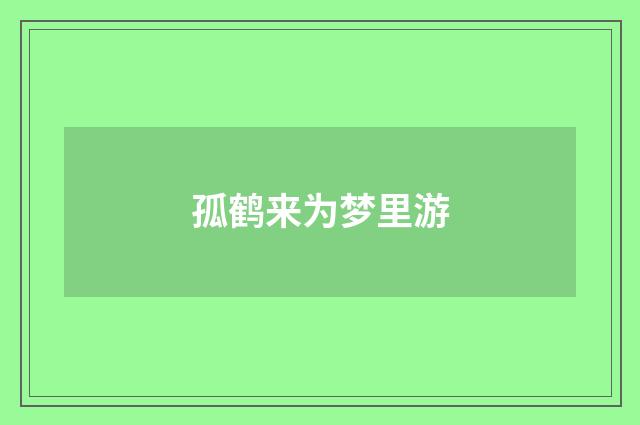 孤鹤来为梦里游