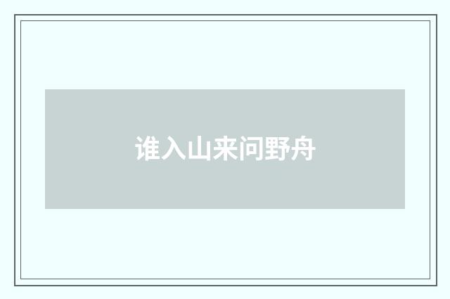 谁入山来问野舟