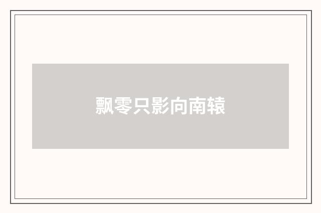 飘零只影向南辕