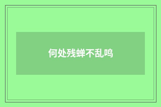何处残蝉不乱鸣
