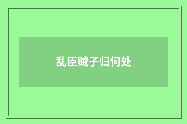 乱臣贼子归何处
