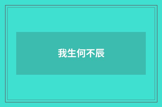 我生何不辰