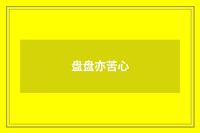 盘盘亦苦心