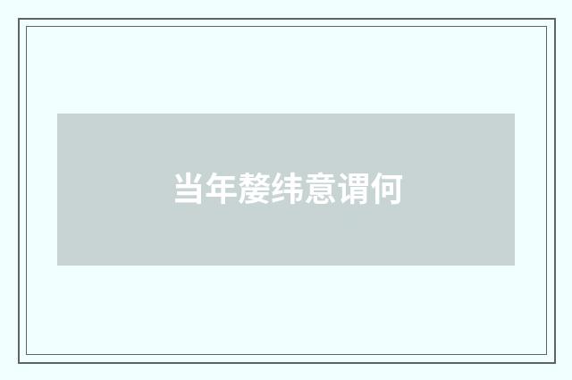当年嫠纬意谓何