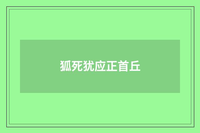狐死犹应正首丘