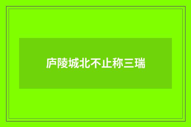 庐陵城北不止称三瑞
