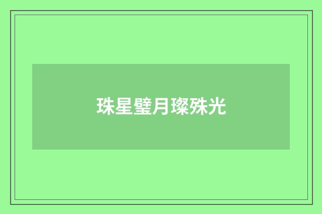 珠星璧月璨殊光