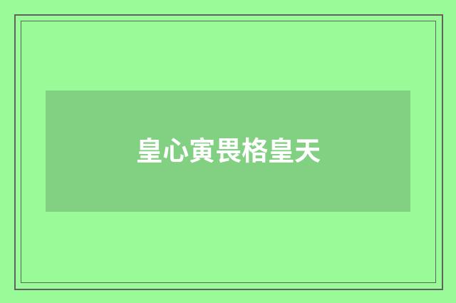 皇心寅畏格皇天