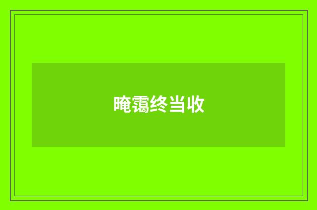 晻霭终当收