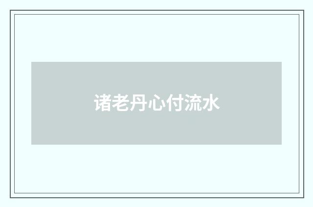 诸老丹心付流水