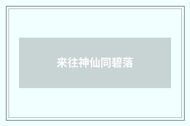 来往神仙同碧落