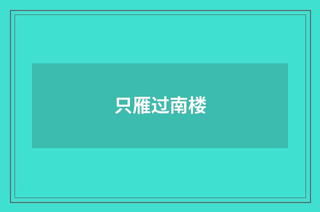 只雁过南楼