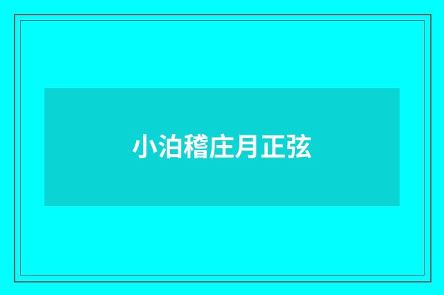 小泊稽庄月正弦