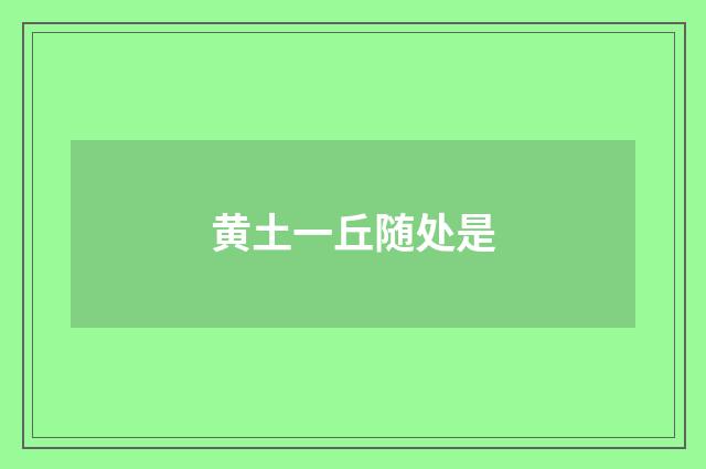 黄土一丘随处是