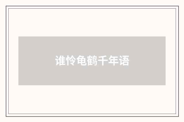 谁怜龟鹤千年语