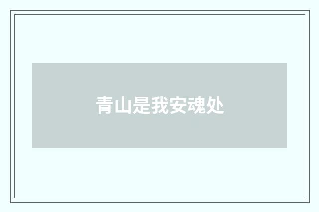 青山是我安魂处