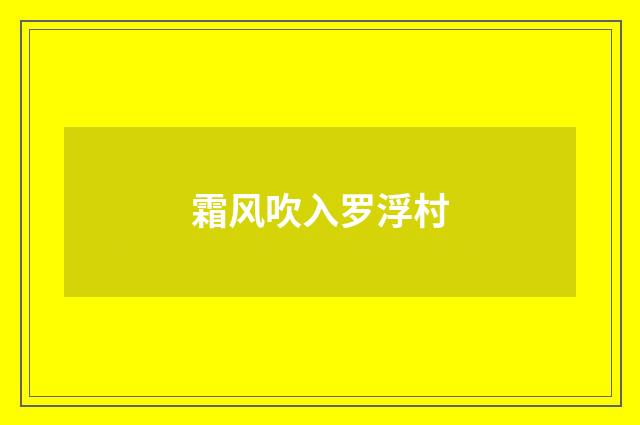 霜风吹入罗浮村