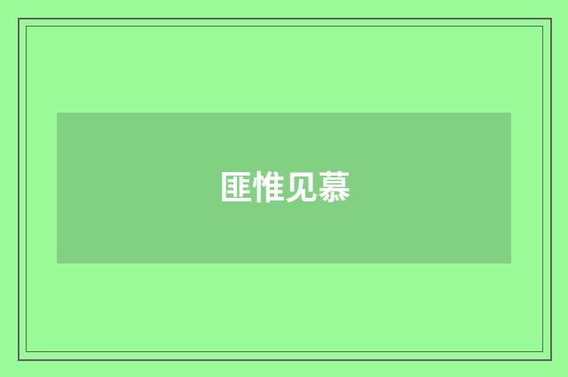 匪惟见慕
