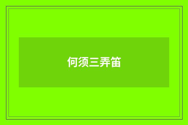 何须三弄笛