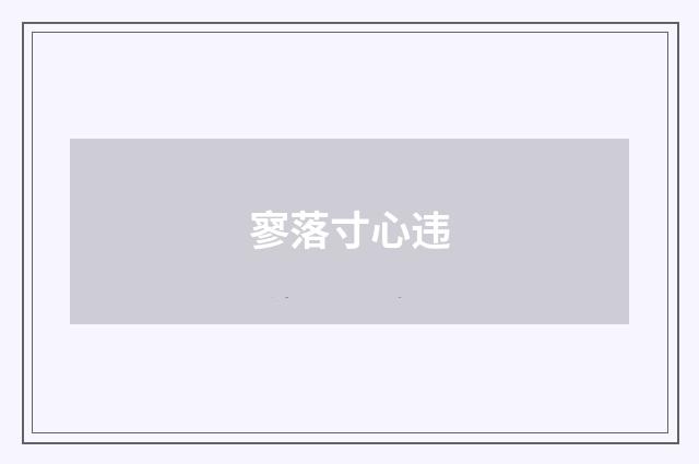寥落寸心违