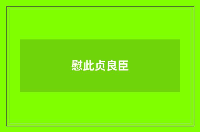 慰此贞良臣