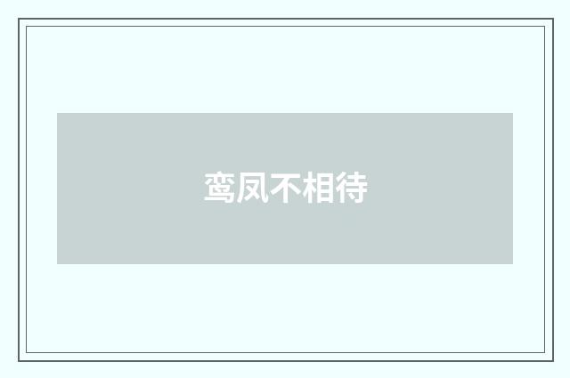 鸾凤不相待