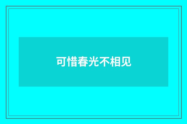 可惜春光不相见