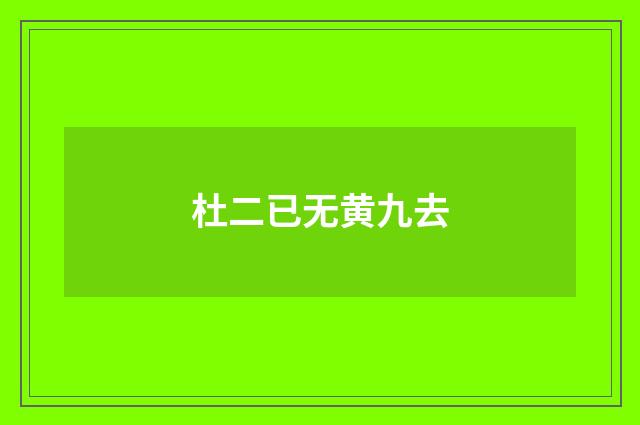 杜二已无黄九去