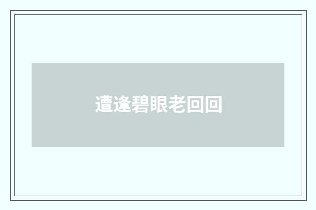 遭逢碧眼老回回