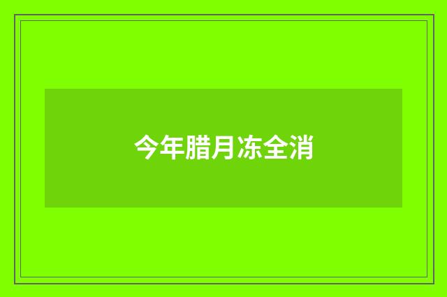 今年腊月冻全消