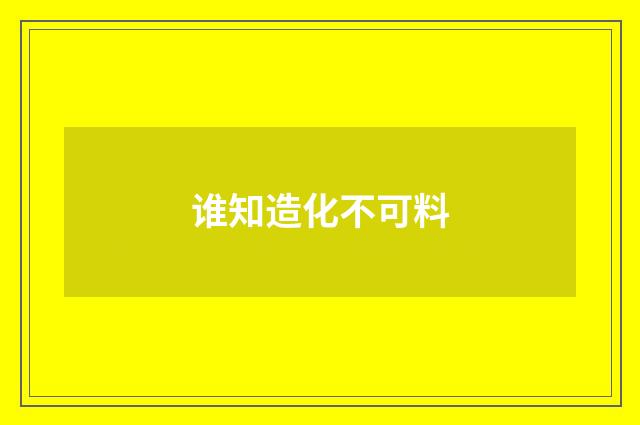 谁知造化不可料