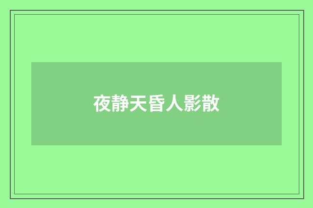 夜静天昏人影散