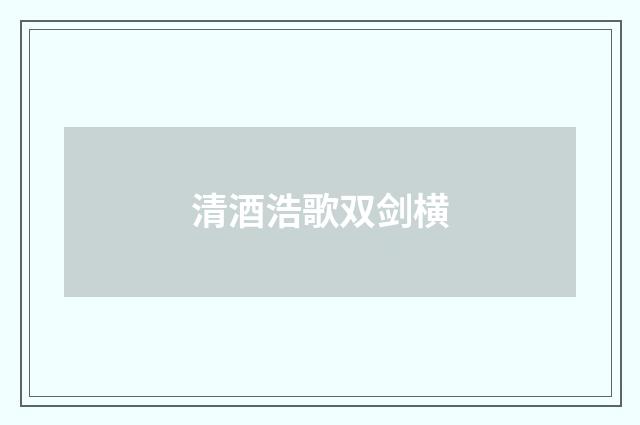 清酒浩歌双剑横