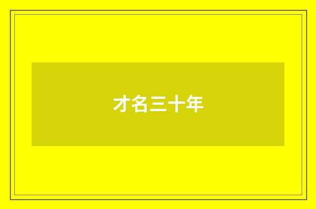 才名三十年
