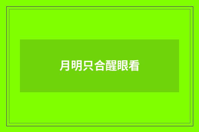 月明只合醒眼看