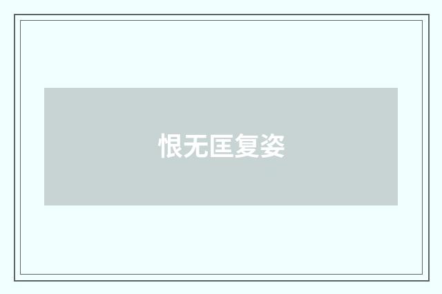 恨无匡复姿