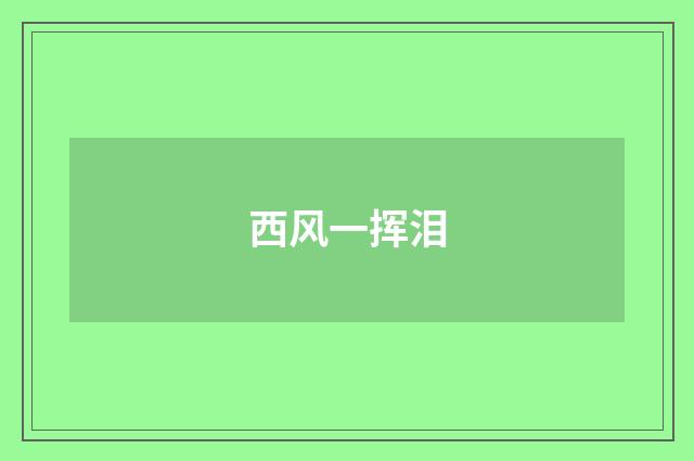 西风一挥泪