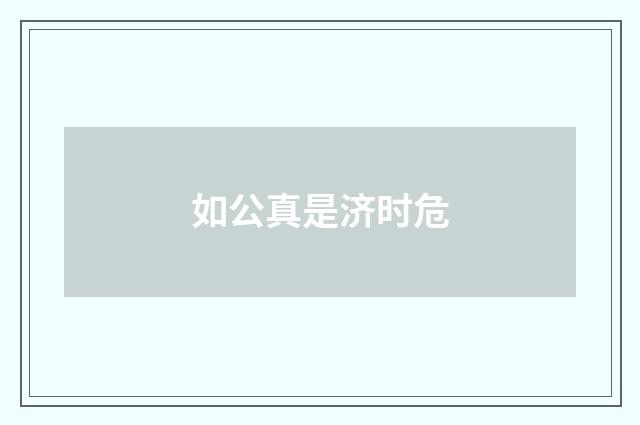 如公真是济时危