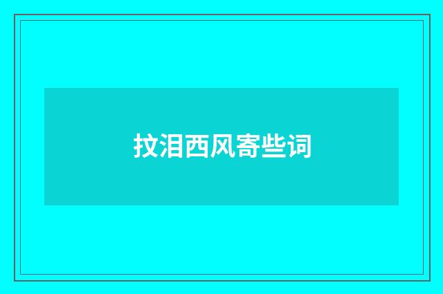 抆泪西风寄些词