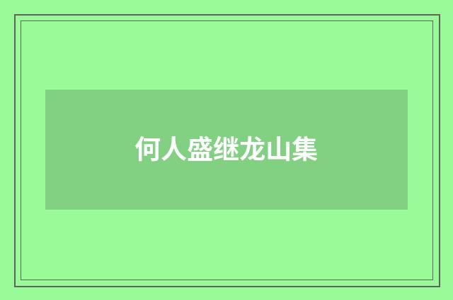 何人盛继龙山集
