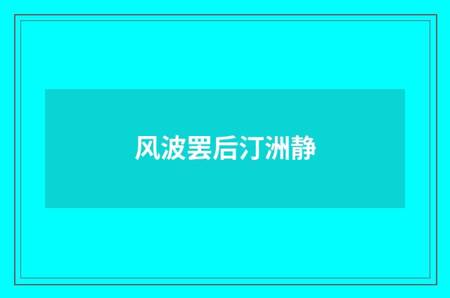 风波罢后汀洲静
