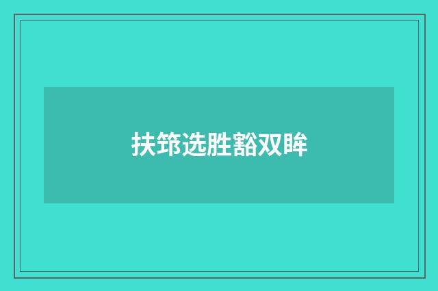 扶筇选胜豁双眸